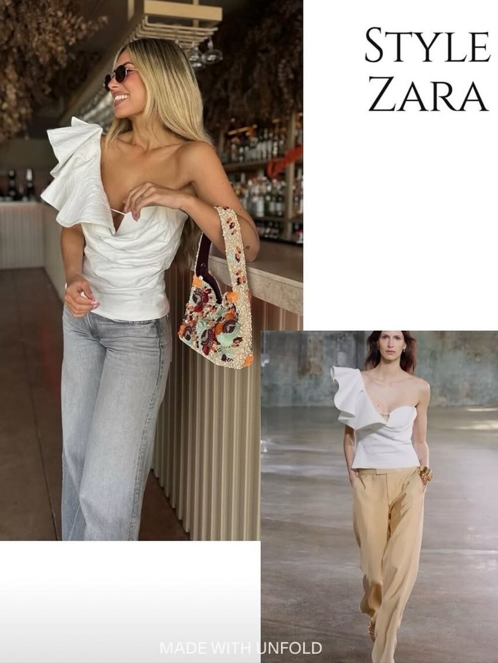 Zara White One-Shoulder Ruffle Top